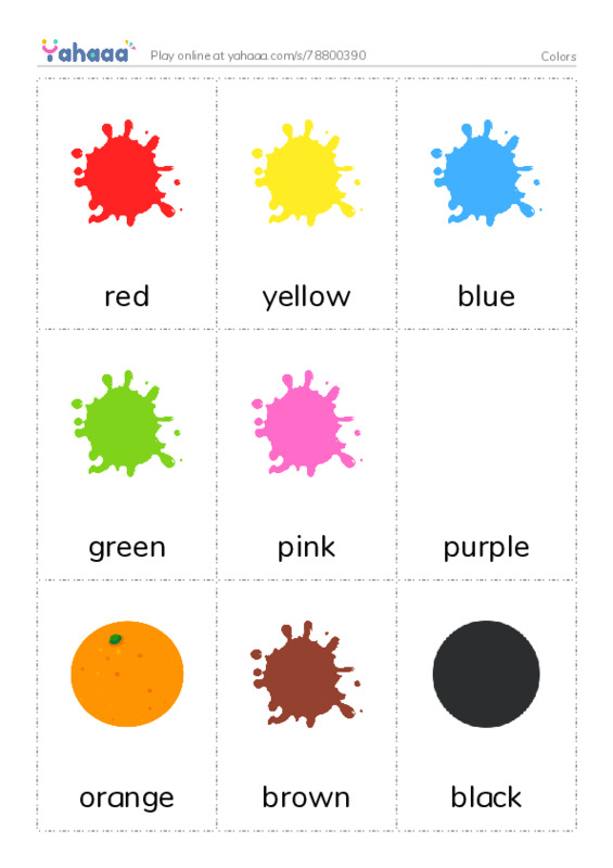 Colors PDF flaschards with images