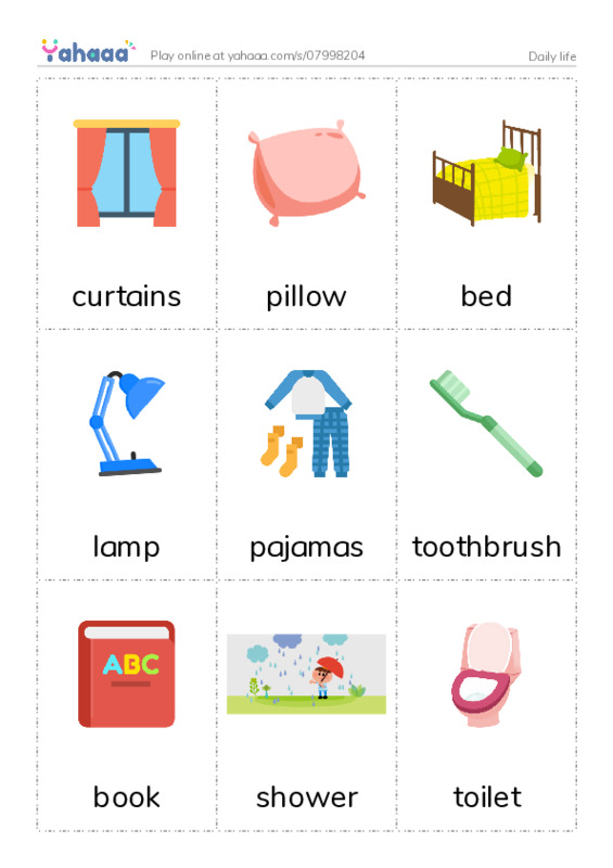 Daily life PDF flaschards with images