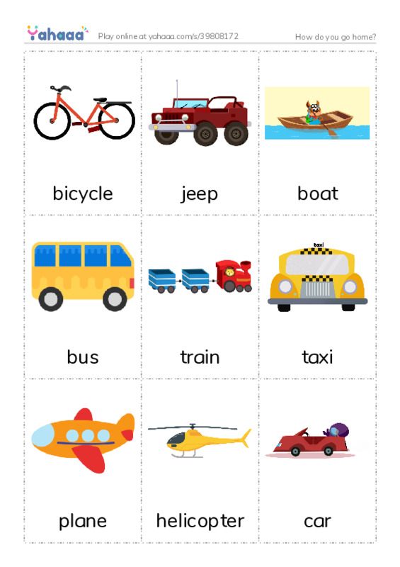 How do you go home? PDF flaschards with images