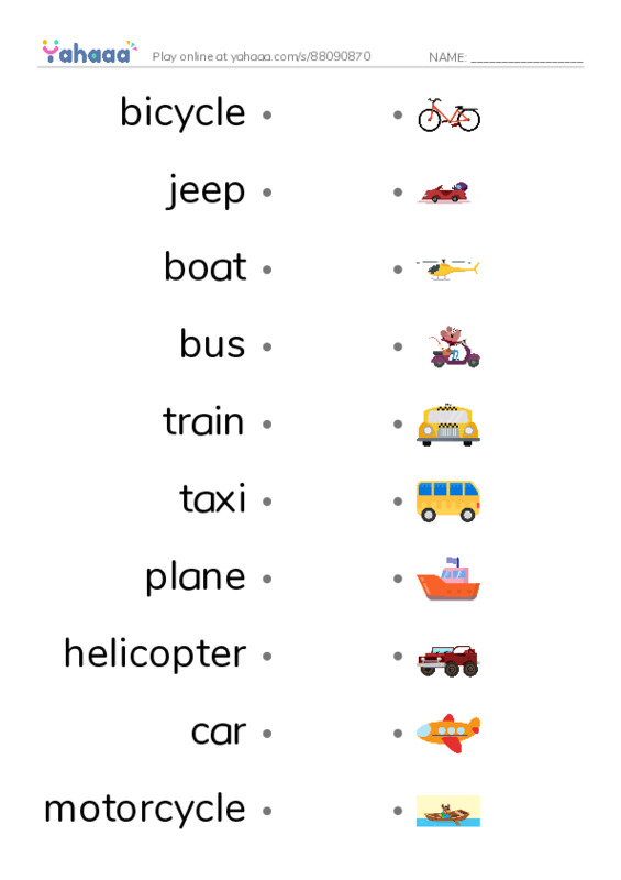 How do you go home? PDF link match words worksheet