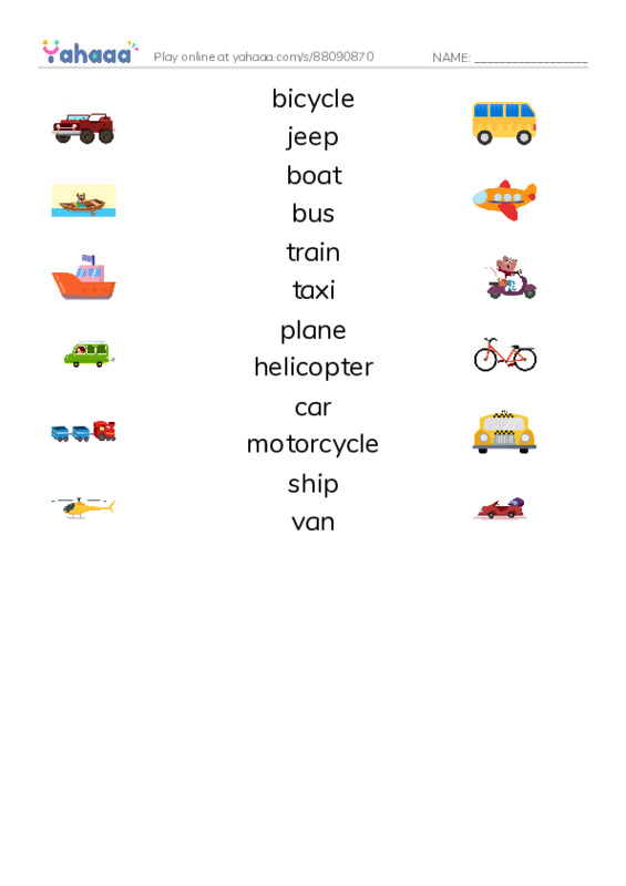 How do you go home? PDF three columns match words
