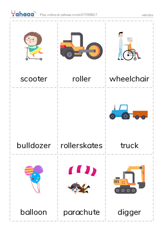 vehicles PDF flaschards with images