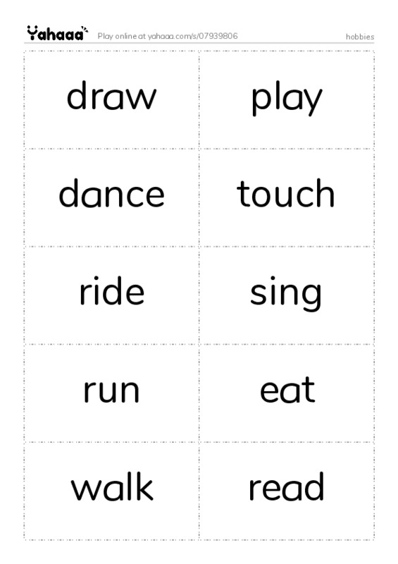 hobbies PDF two columns flashcards
