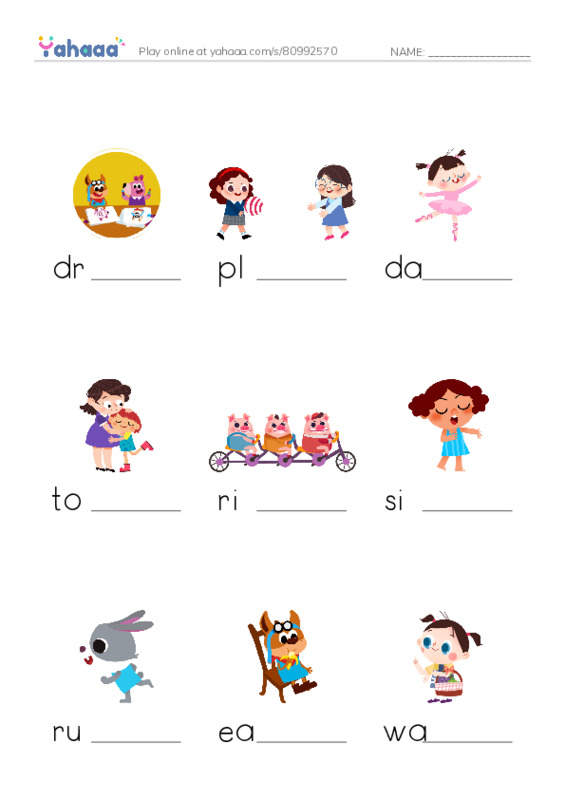 hobbies PDF worksheet to fill in words gaps