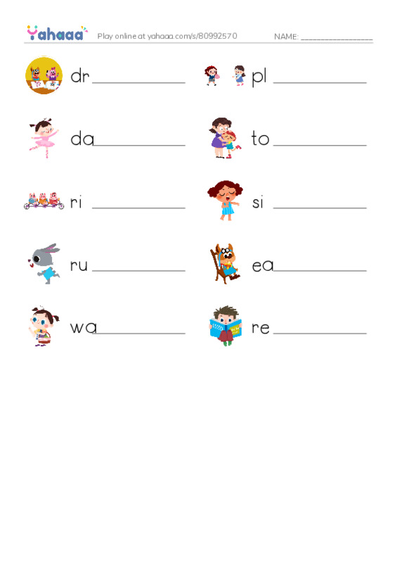 hobbies PDF worksheet writing row