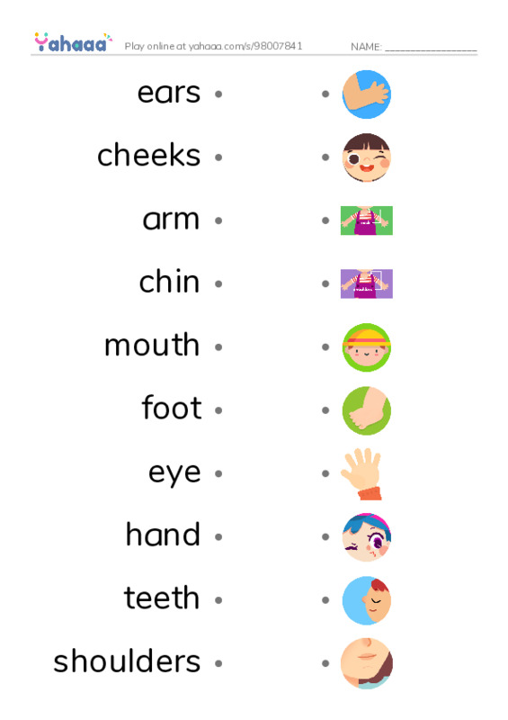 My body PDF link match words worksheet