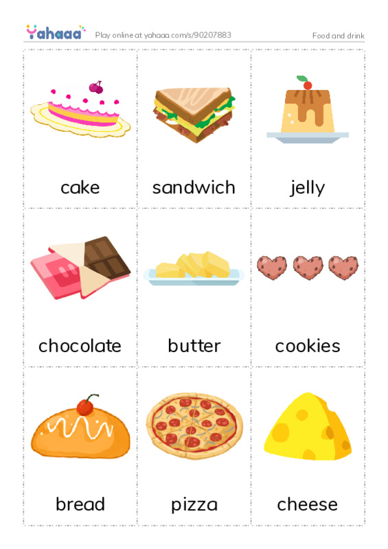 Food and drink PDF flaschards with images
