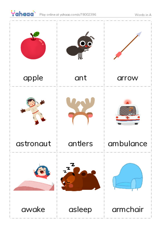 Words in A PDF flaschards with images