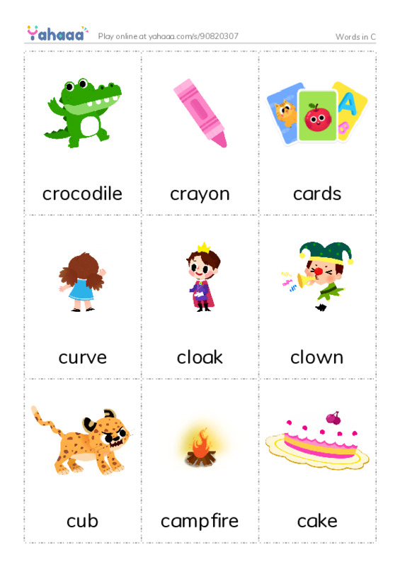 Words in C  PDF flaschards with images