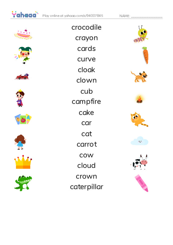 Words in C  PDF three columns match words