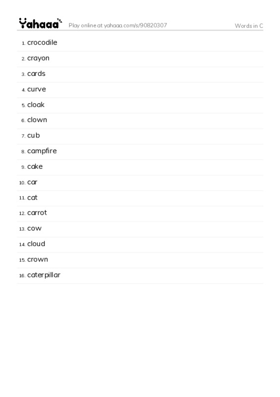 Words in C  PDF words glossary