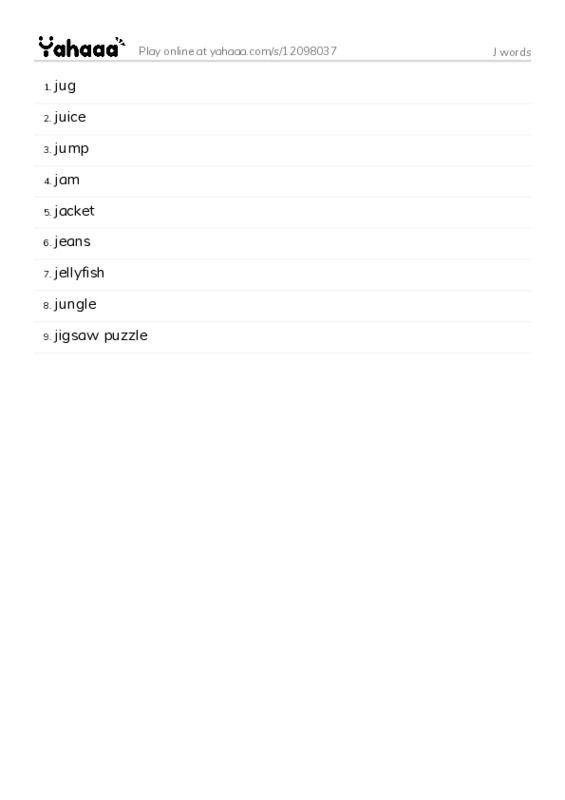 J words PDF words glossary