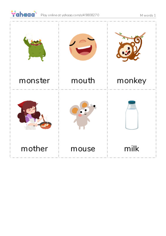 M words 1 PDF flaschards with images