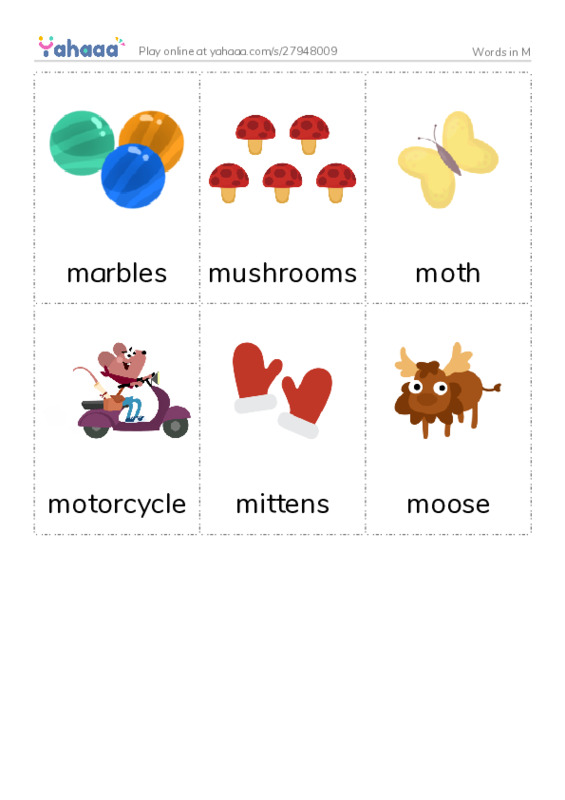 Words in M PDF flaschards with images