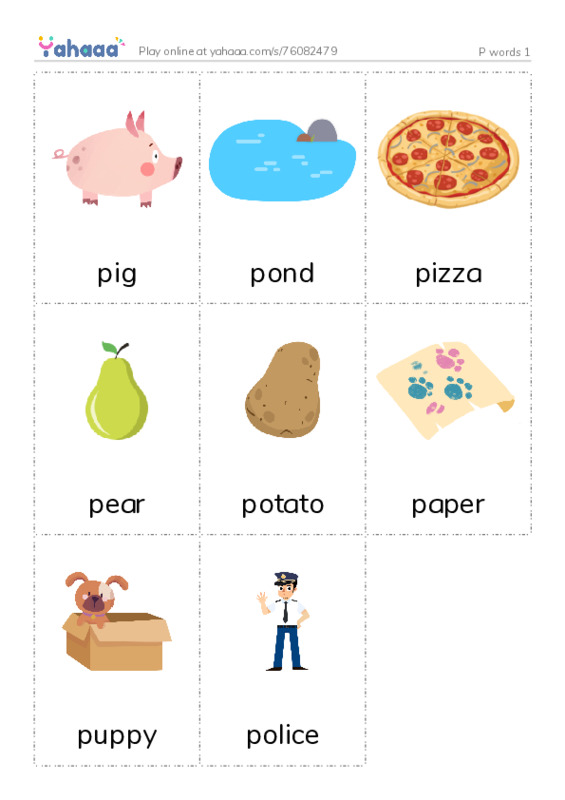 P words 1 PDF flaschards with images
