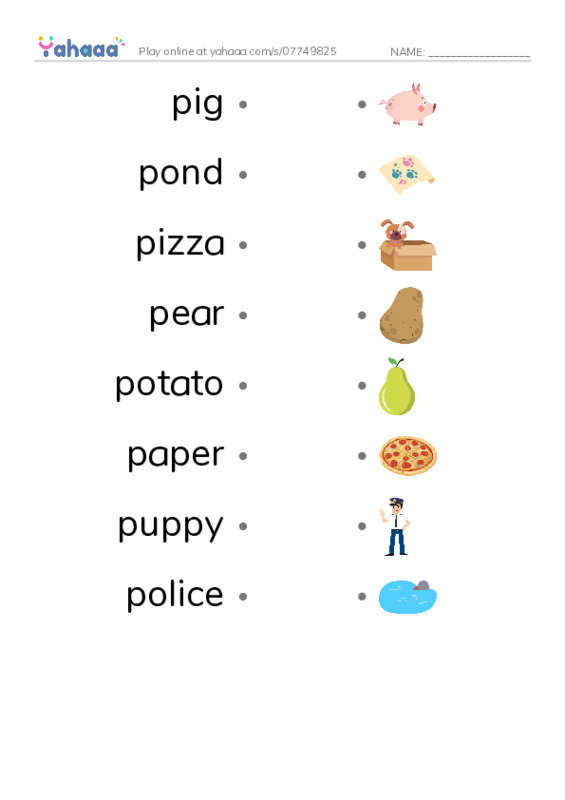 P words 1 PDF link match words worksheet