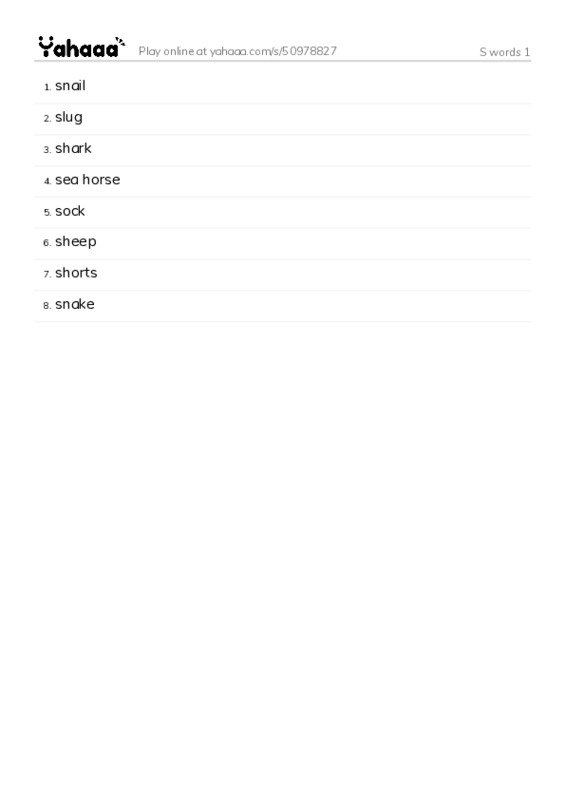 S words 1 PDF words glossary