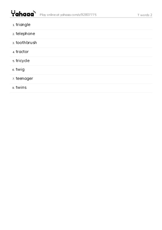T words 2 PDF words glossary