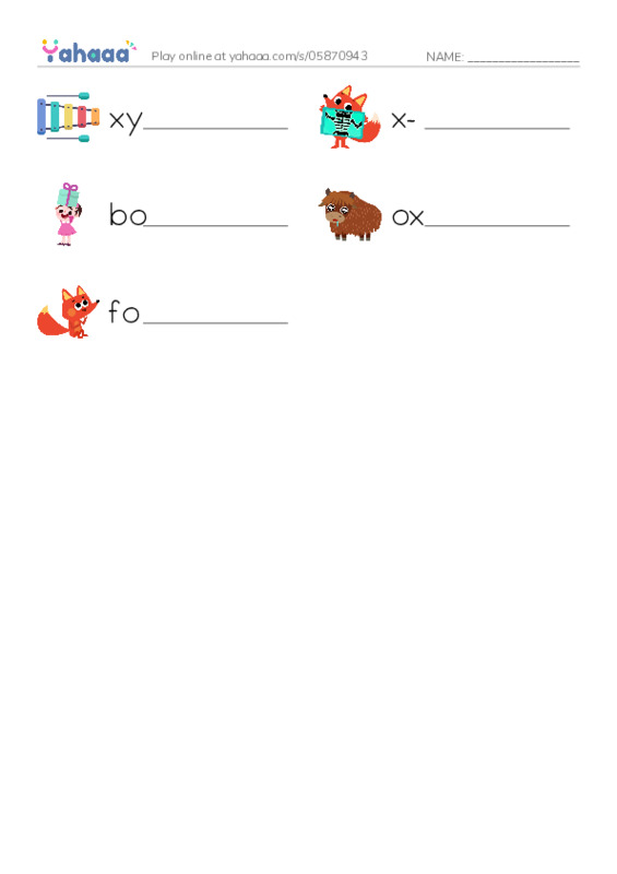 X words PDF worksheet writing row