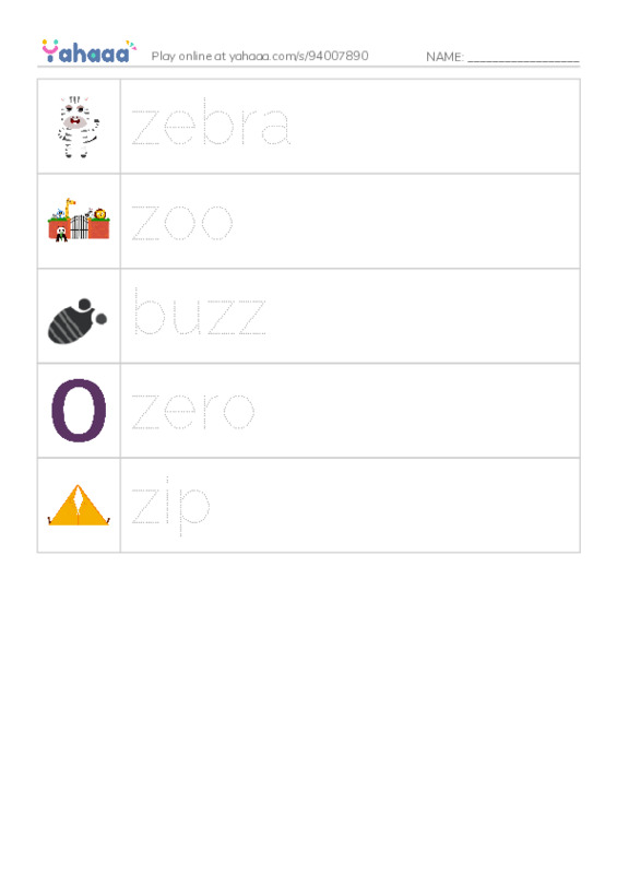 Z words PDF one column image words