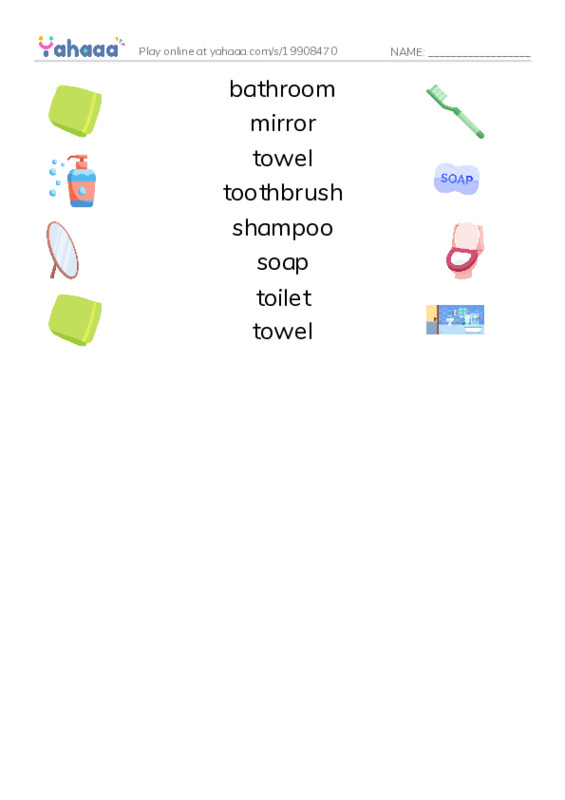 Bathroom PDF three columns match words