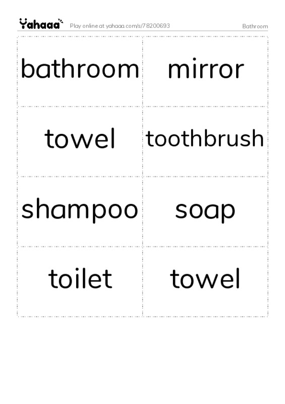 Bathroom PDF two columns flashcards