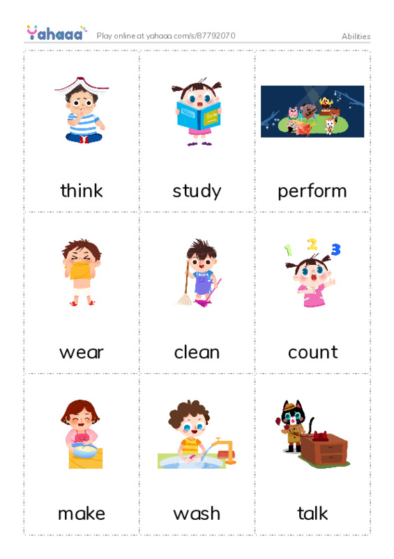 Abilities PDF flaschards with images