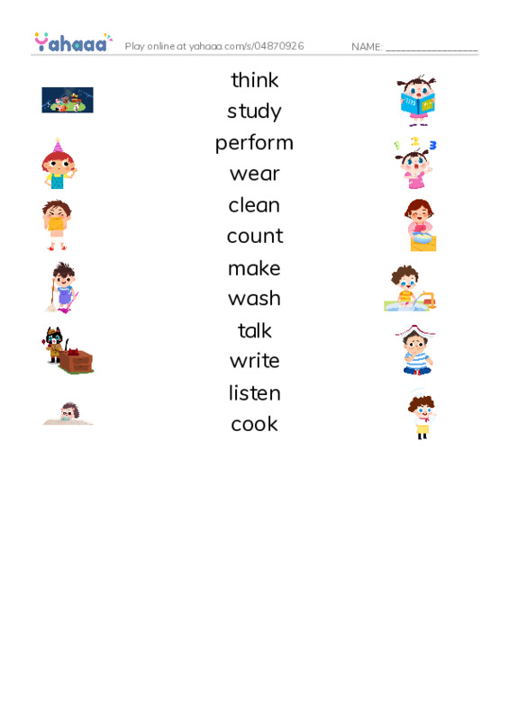 Abilities PDF three columns match words