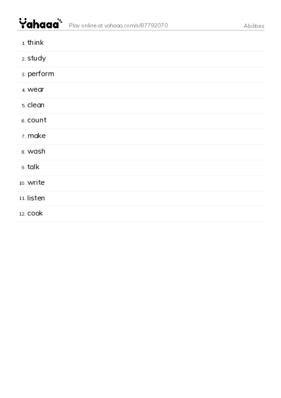 Abilities PDF words glossary