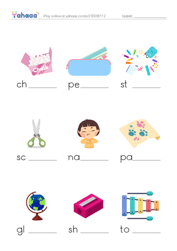 Classroom PDF worksheet to fill in words gaps