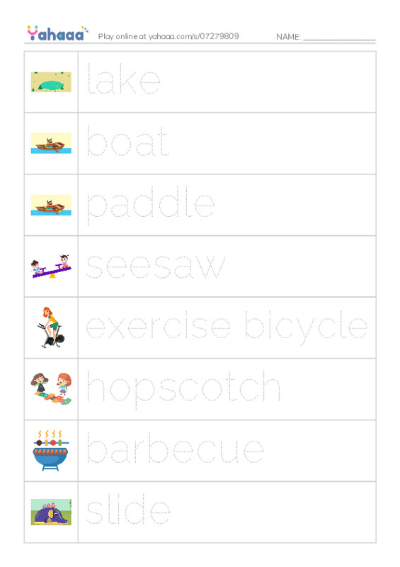 Play in the park PDF one column image words