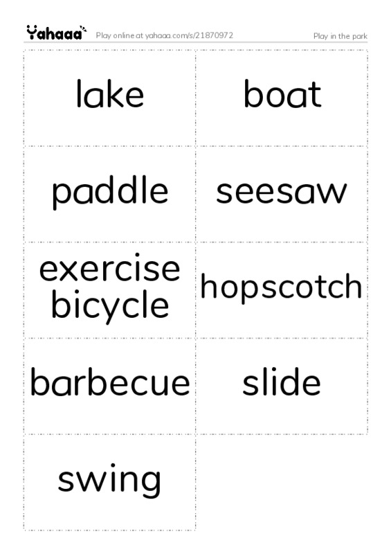 Play in the park PDF two columns flashcards