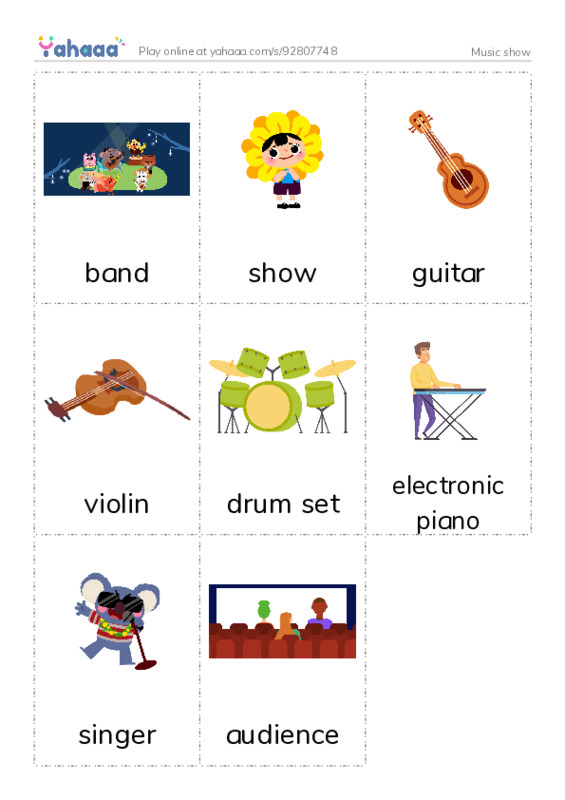 Music show PDF flaschards with images