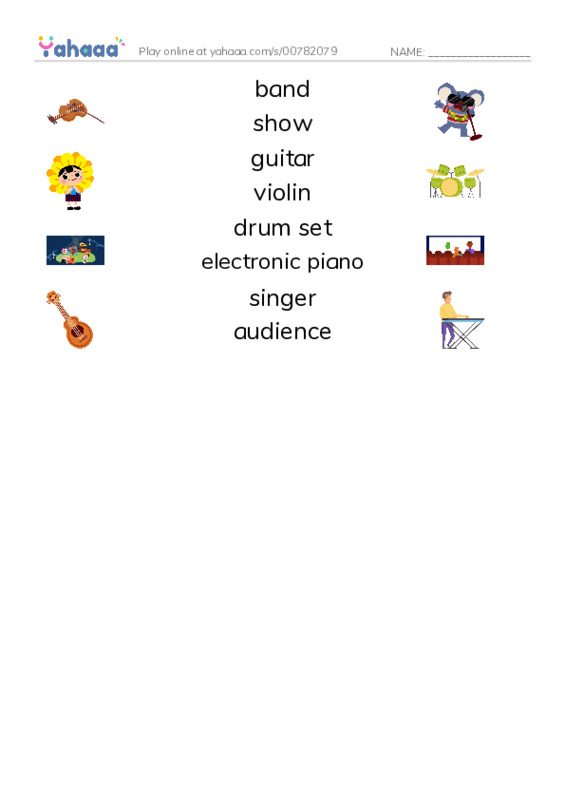 Music show PDF three columns match words