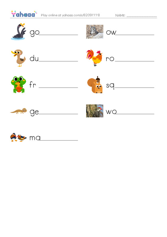 Animals in the Farm PDF worksheet writing row