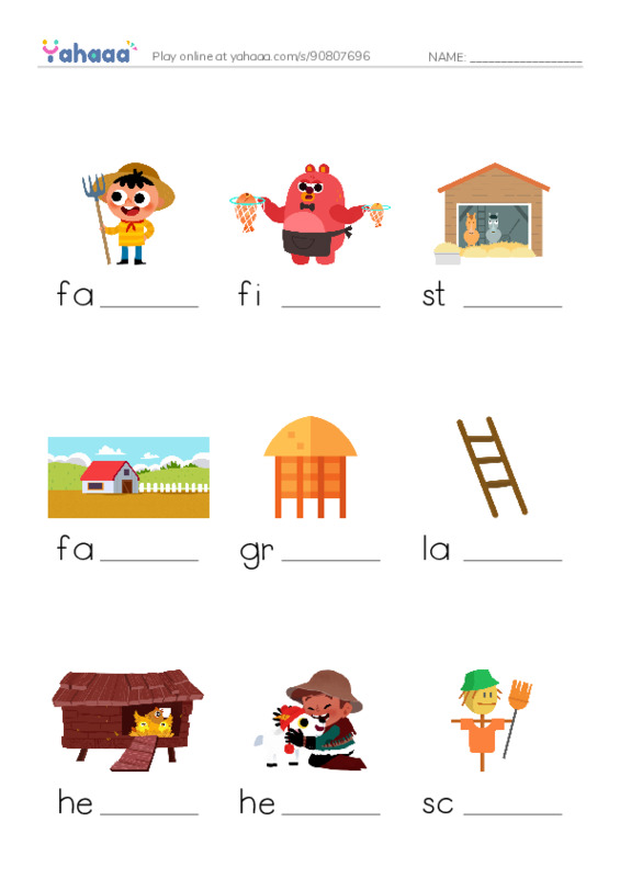 A Farmer's Daily PDF worksheet to fill in words gaps