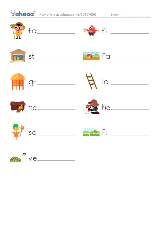A Farmer's Daily PDF worksheet writing row