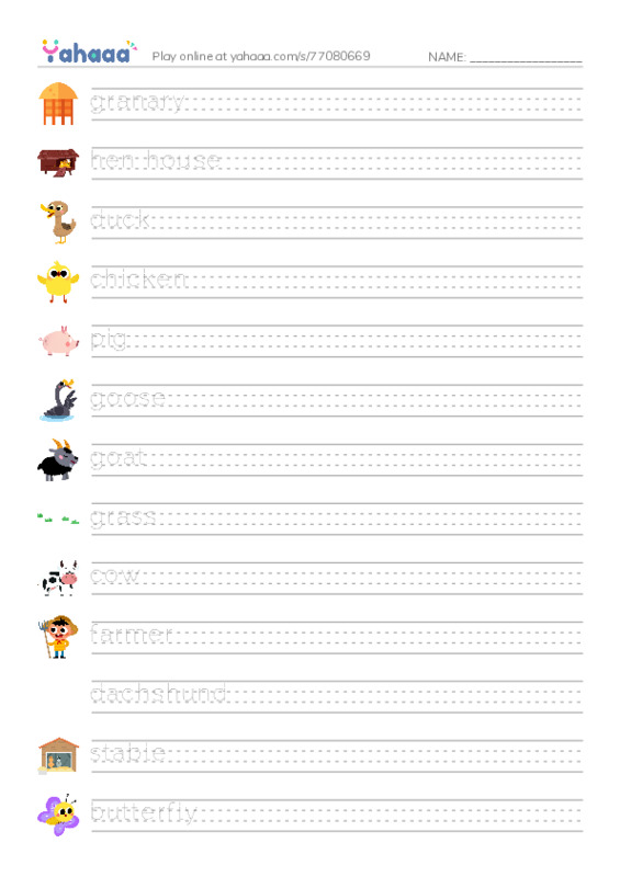 In the Farm PDF write between the lines worksheet