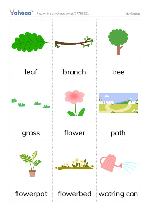 My Garden PDF flaschards with images