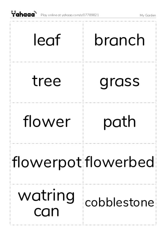 My Garden PDF two columns flashcards