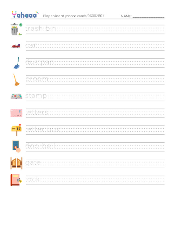 In the House PDF write between the lines worksheet