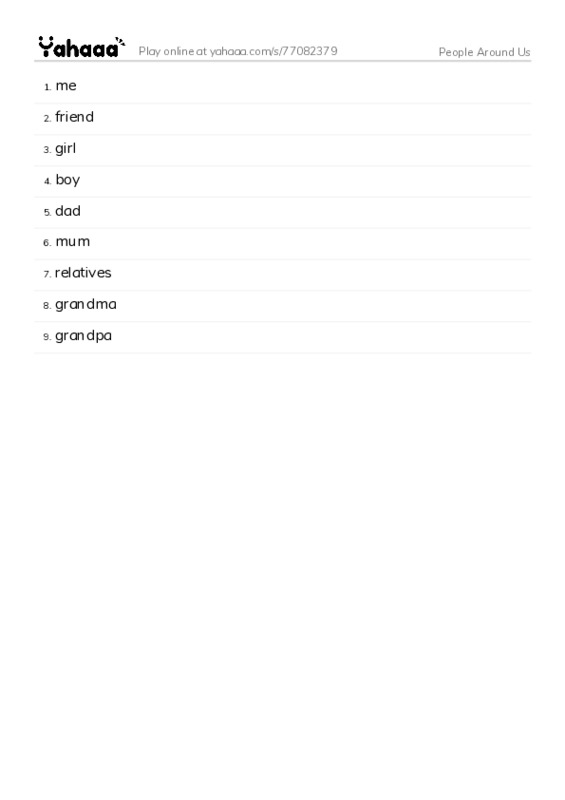 People Around Us PDF words glossary