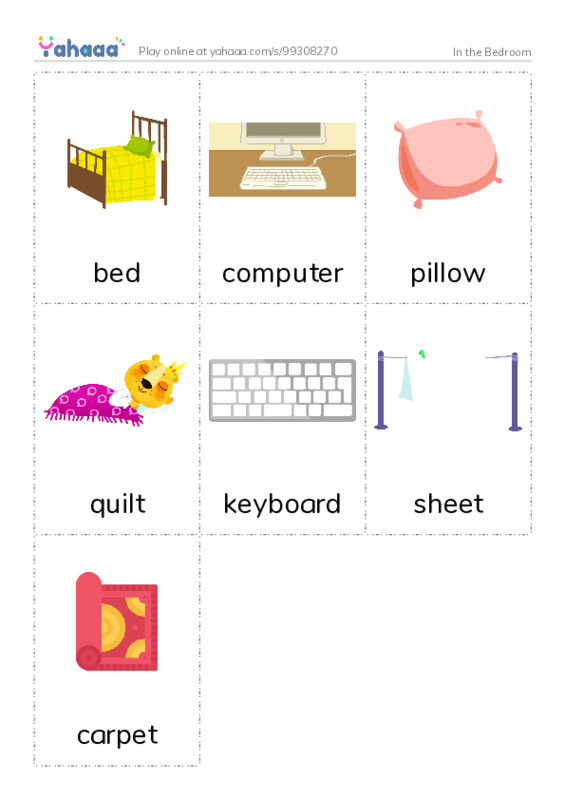 In the Bedroom PDF flaschards with images