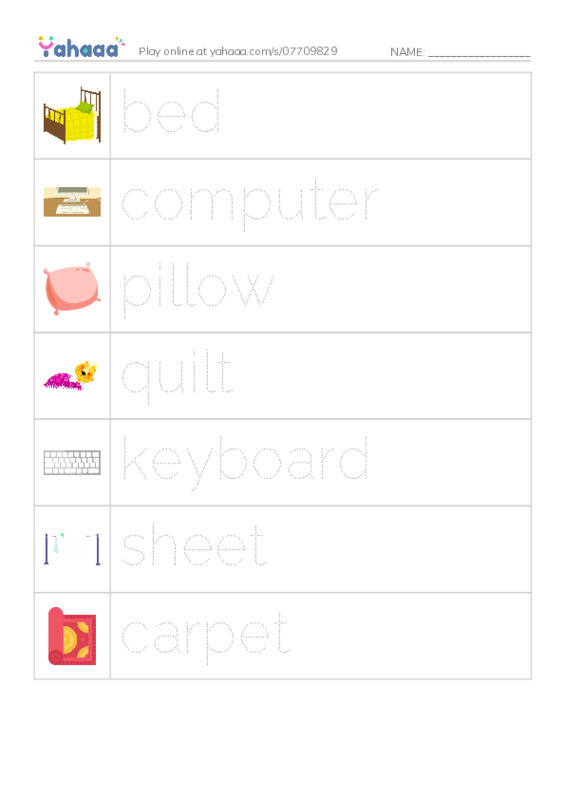 In the Bedroom PDF one column image words