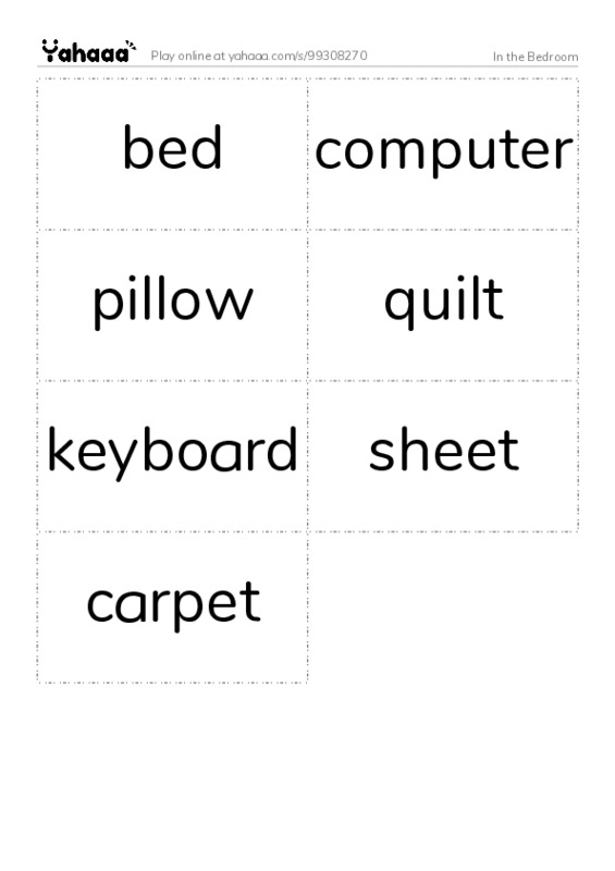 In the Bedroom PDF two columns flashcards