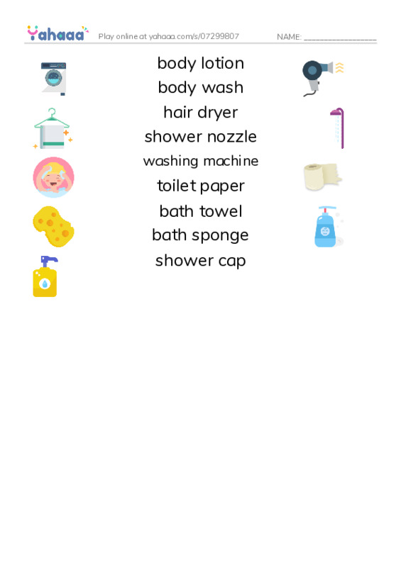 Having a Bath PDF three columns match words