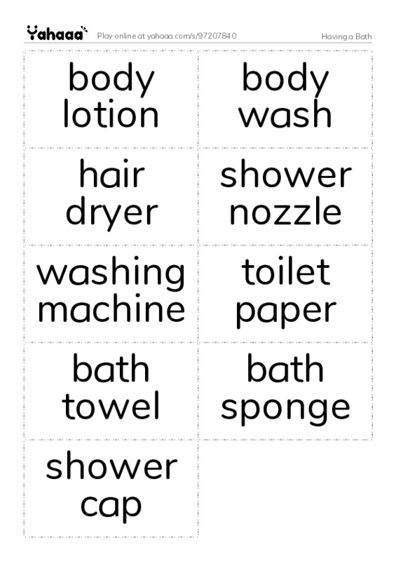 Having a Bath PDF two columns flashcards