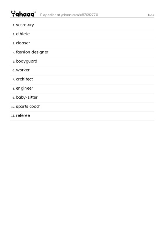 Jobs PDF words glossary