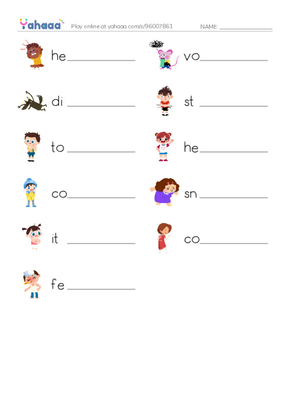 Health PDF worksheet writing row