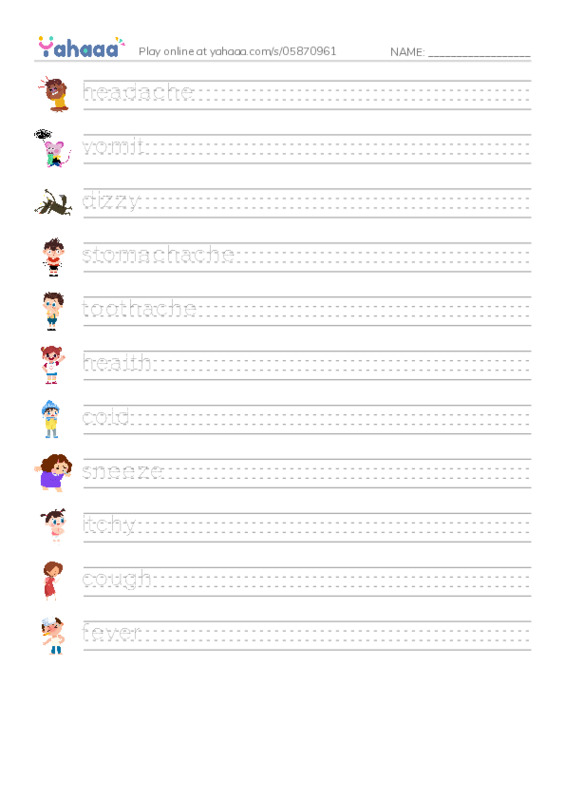 Health PDF write between the lines worksheet